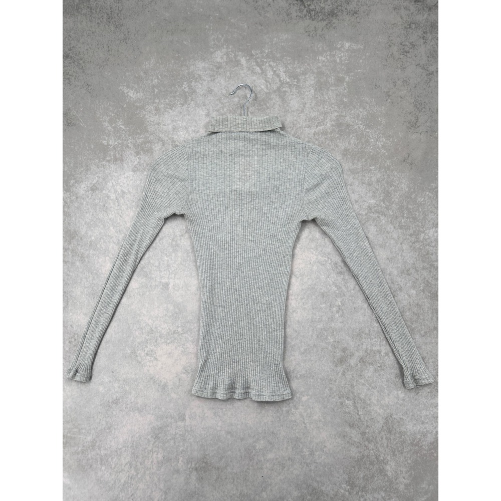 Club Monaco Womens Heather Gray Ribbed Knit Long Sleeve Turtleneck Top Small